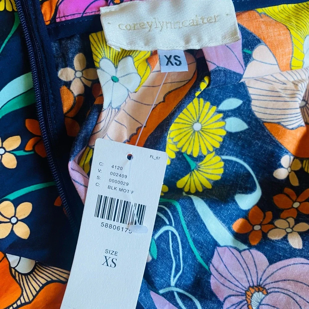 NWT Anthropologie Corey Lynn Calter XS Flowered Paper bag Midi Skirt Pockets - Picture 8 of 9